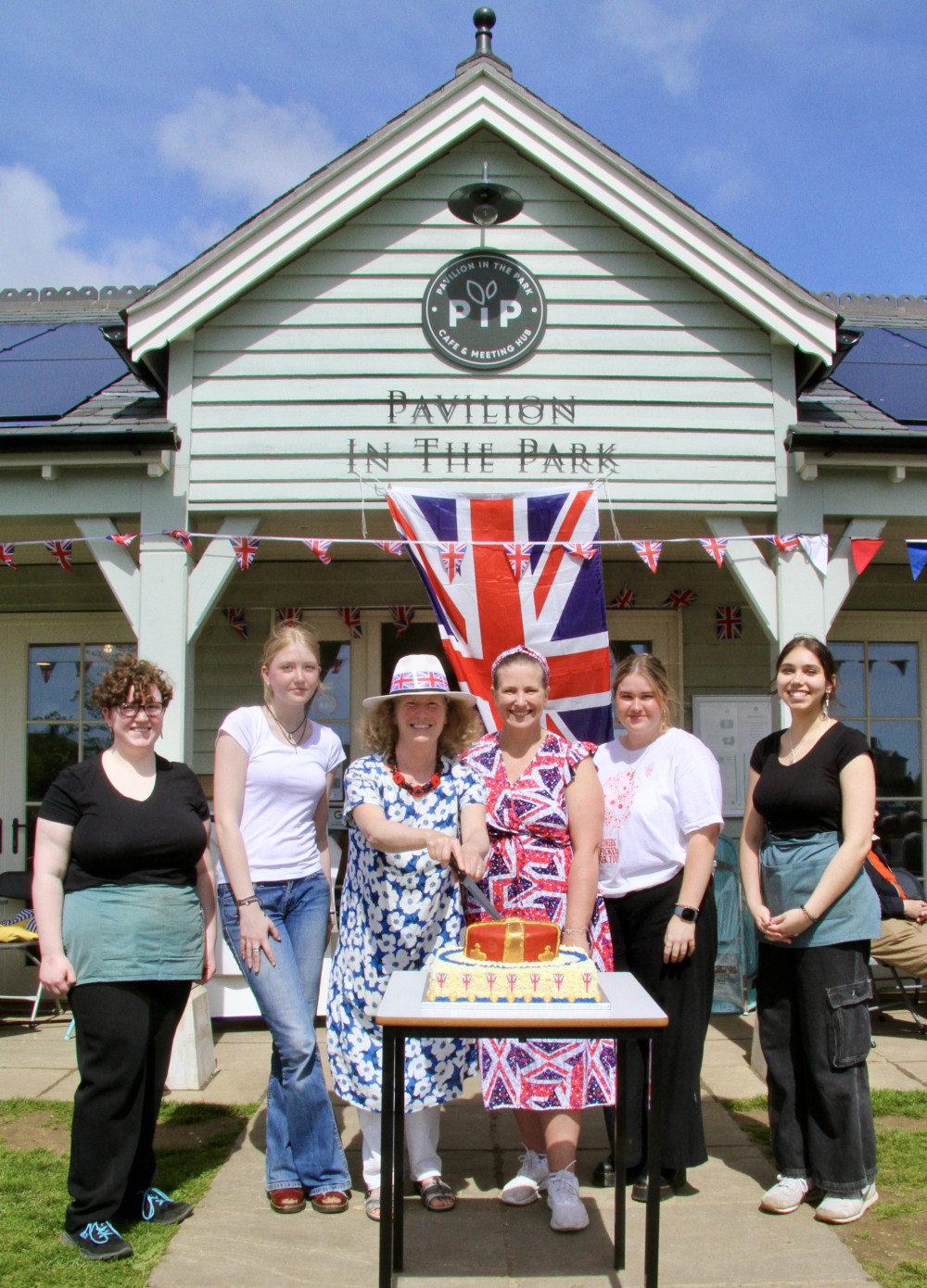 Celebrations outside the Pavilion in the Park in Poundbury The coronation fun day at the Great Field in Poundbury (photo credit: Jane Norman and Dorset Bays)