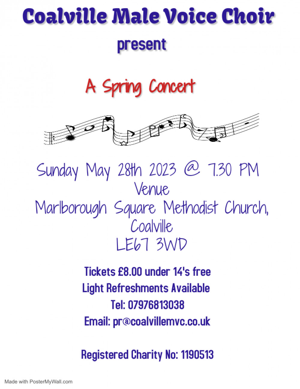 Coalville Male Voice Choir Spring Concert at Marlborough Square Methodist Church in Coalville