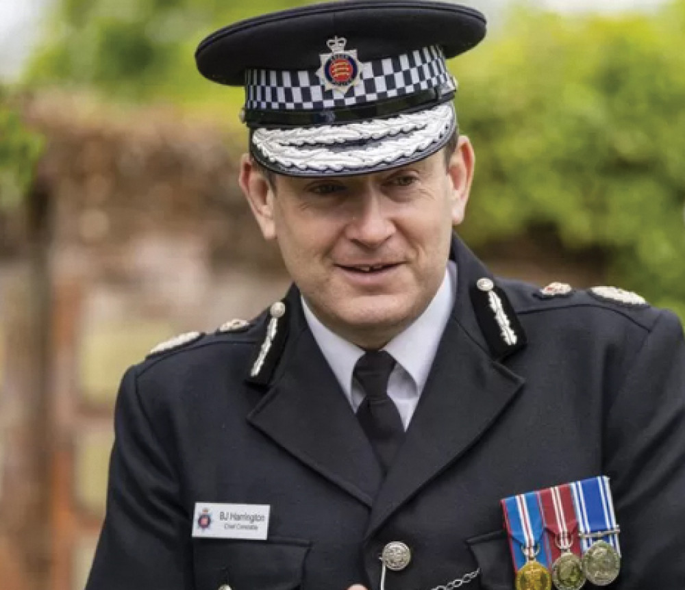 Top cop: Essex Police chief constable Ben-Julian Harrington has condemned his former officer Top cop: Essex Police chief constable Ben-Julian Harrington has condemned his former officer