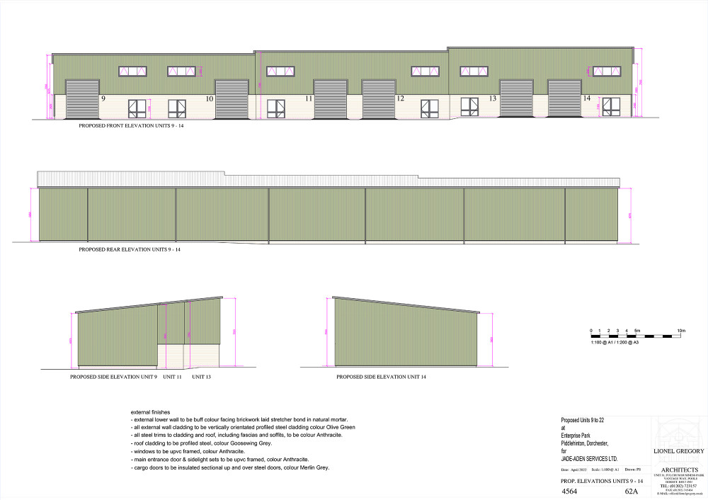 The proposed industrial blocks for Piddlehinton, sub-divided into smaller units