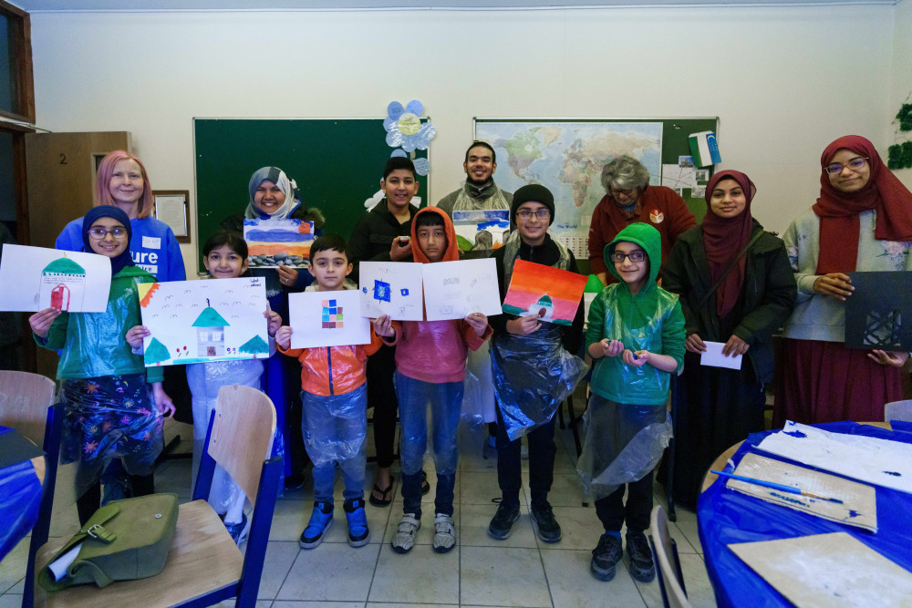 Children helping to create the Hijaz Exhibition