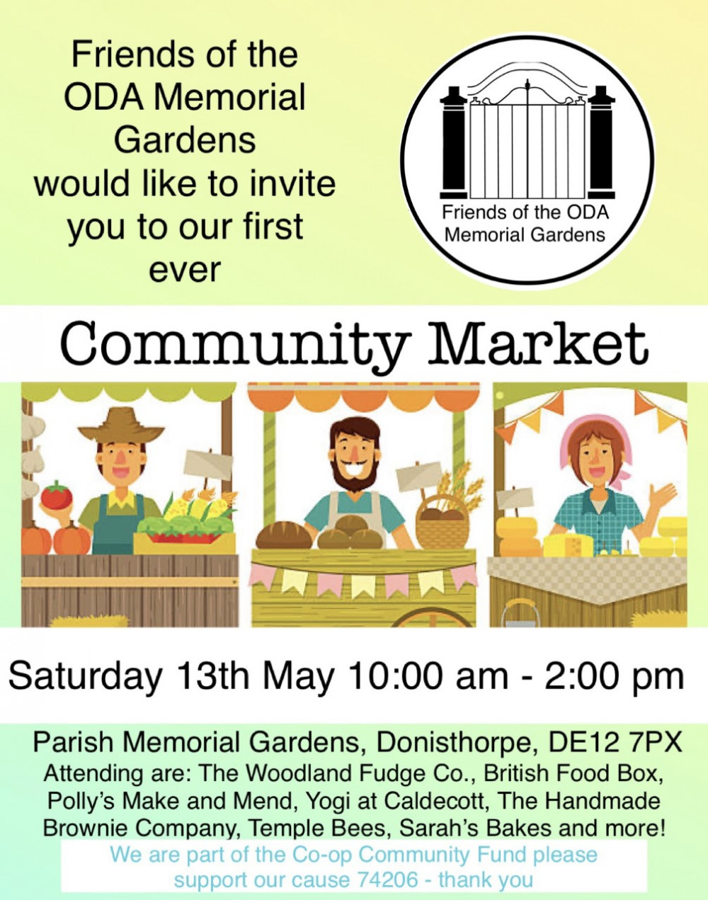 Donisthorpe Community Market at the Parish Memorial Gardens, Donisthorpe, near Ashby de la Zouch Donisthorpe Community Market at the Parish Memorial Gardens, Donisthorpe, near Ashby de la Zouch