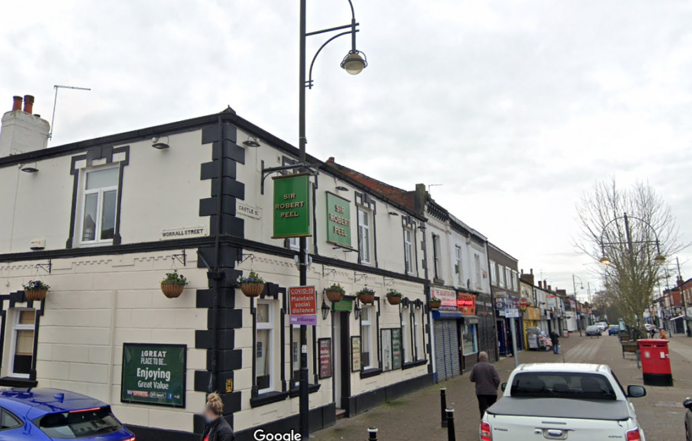 The person the police are looking to talk to entered the Sir Robert Peel Hotel on Castle Street around 5.55pm (Image - Google Maps)