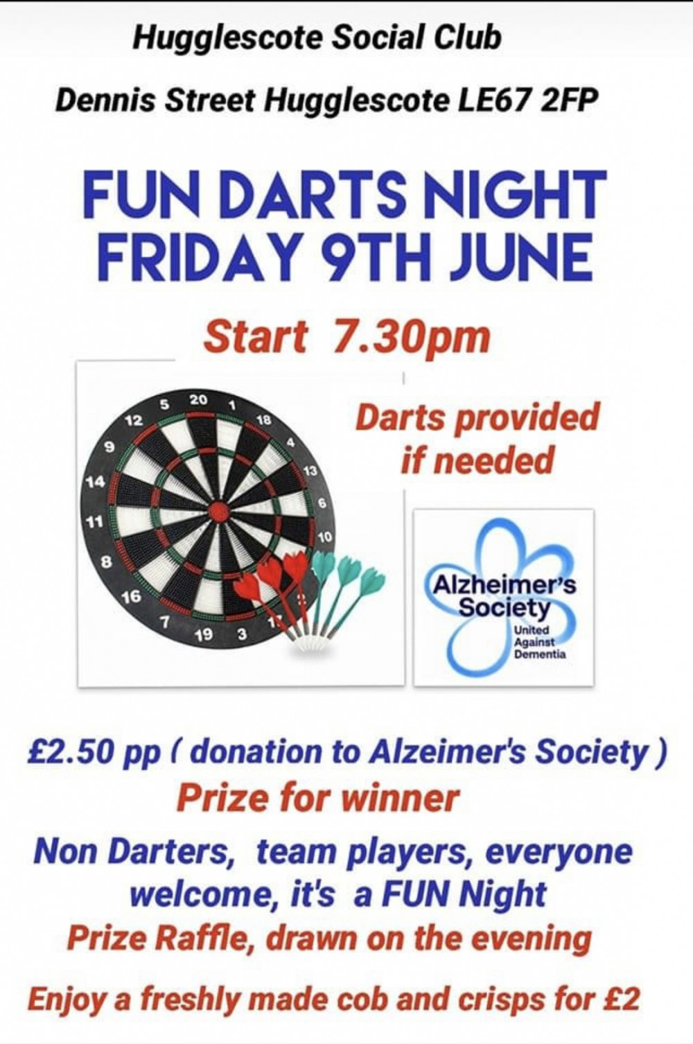 Fun Darts Night at Hugglescote Social Club, 3 Dennis St, Hugglescote, near Coalville Fun Darts Night at Hugglescote Social Club, 3 Dennis St, Hugglescote, near Coalville