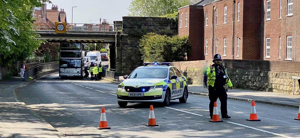 Police diverted traffic away from the area this morning. Photo: Keith Tiplady