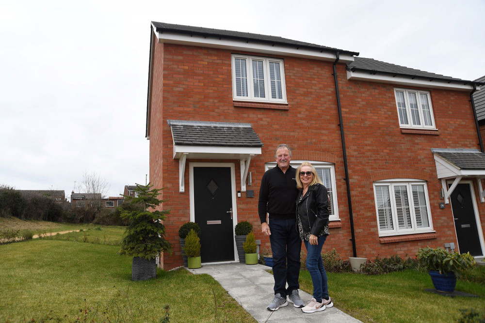 Edward and Anita Wright outside their new home at Bellway’s Hampton Magna development in Hampton Magna 