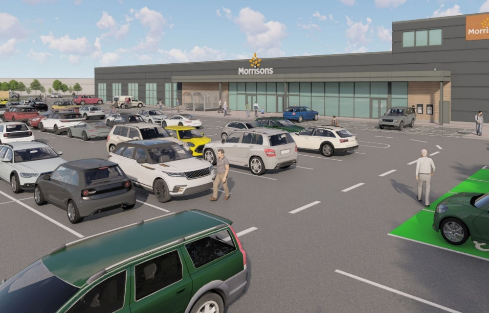 Tesco, Asda and a Budgens owner have taken on Morrisons over plans for a new supermarket. PICTURE: How a new Stevenage Morrisons, not far from Great Ashby, could look. CREDIT: Whittam Cox/Stevenage Borough Council