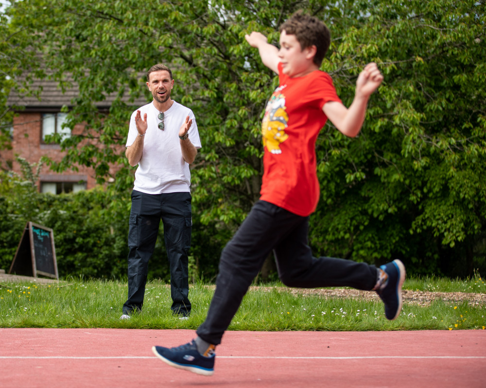 On Wednesday 17 May, Jordan Henderson MBE, visited Springfield School, Crewe Green Road, in his role as ambassador for NHS Charities Together (NHS Charities Together).