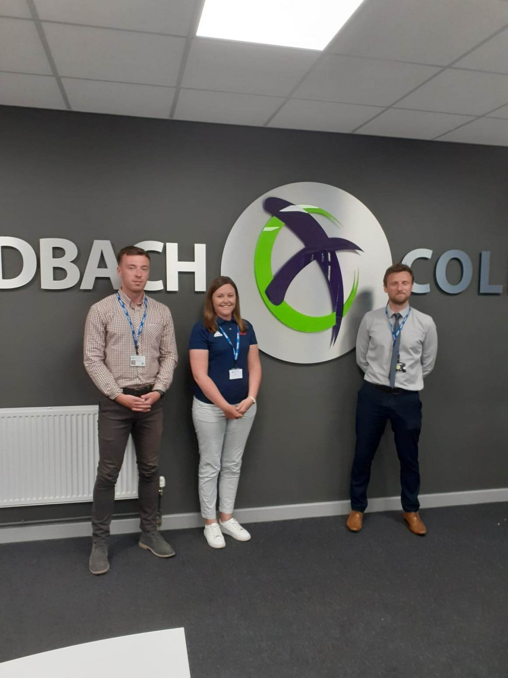 Luke Moran (left) with Kirsty Field and Andy Ford, assistant headteacher (Photo: Sandbach Nub News)  