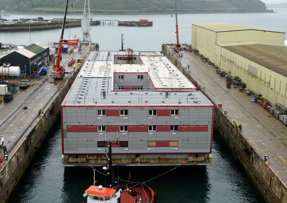 Bibby Stockholm in Falmouth docks (Image: South West News Service) 