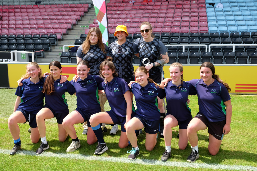 The youngsters had a chance to meet three of the Harlequins Women’s players, Carys Graham, Katie Mew and Jade Konkel-Roberts The youngsters had a chance to meet three of the Harlequins Women’s players, Carys Graham, Katie Mew and Jade Konkel-Roberts