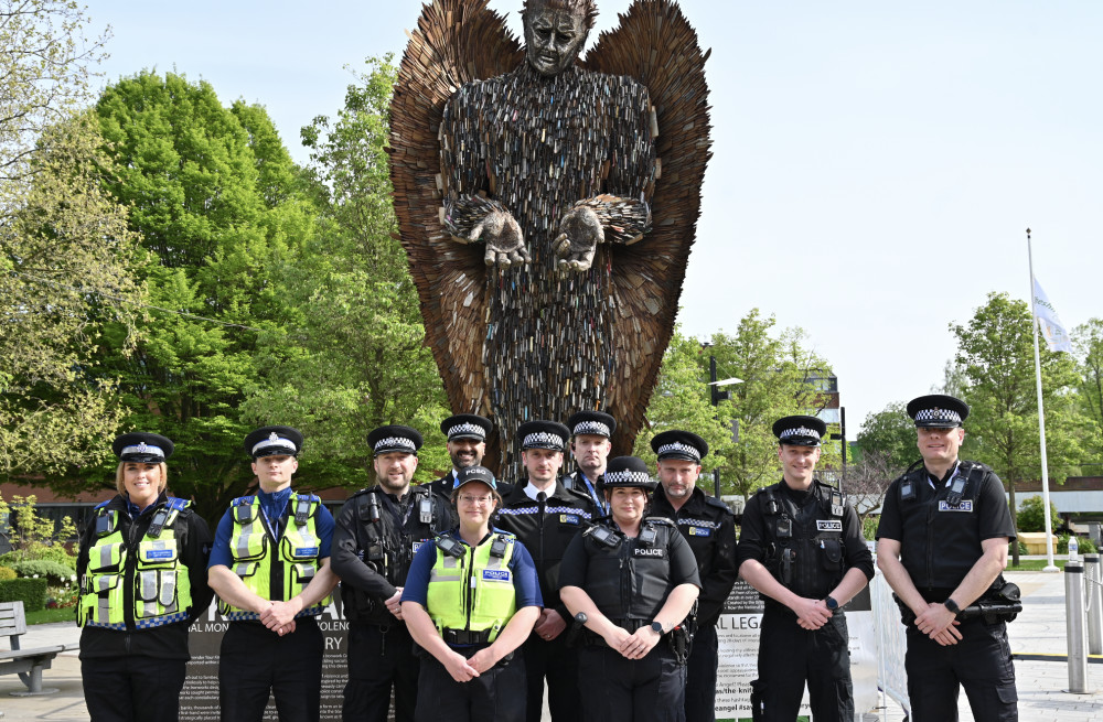 Crewe: Have you been to see the sculpture made of bladed weapons? (Image - Cheshire Police) 