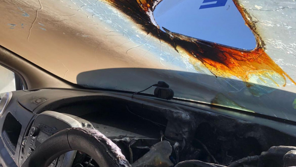 Nottinghamshire Fire and Rescue Service is reminding the public not to leave glass objects in direct sunlight following a vehicle fire near Hucknall caused by refracted sunlight. Photo courtesy of Nottinghamshire Fire and Rescue Service.