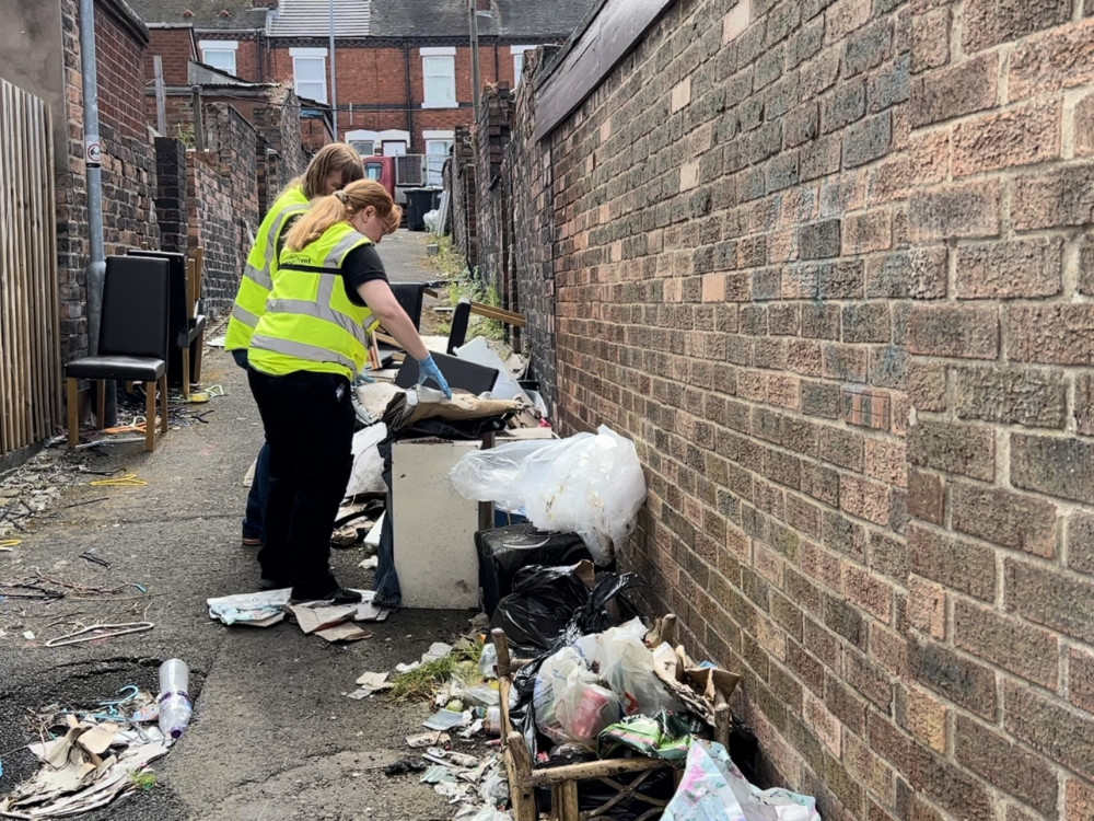 Staff took part in an alleyway cleaning exercise in Hanley this week as part of efforts to tackle flytipping (LDR).