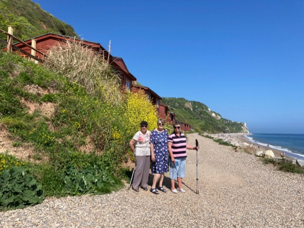 Jackie Crook, Pat Dunlop & Carole Ballm on Branscombe Beach (Winnie Cameron)