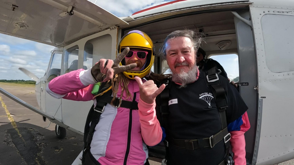 Train driver Chris Tunney (right) did a skydive for charity at the weekend. (Photo: Chris Tunney) 