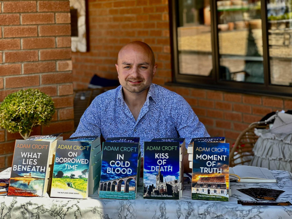 Adam Croft at the Rutland Garden Village book signing event. Image credit: Karina Gallagher. 