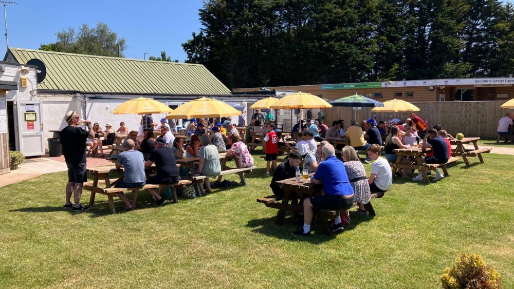 Plenty of people enjoying the beer garden and quiz before the cup final (Exmouth Town FC) Plenty of people enjoying the beer garden and quiz before the cup final (Exmouth Town FC)