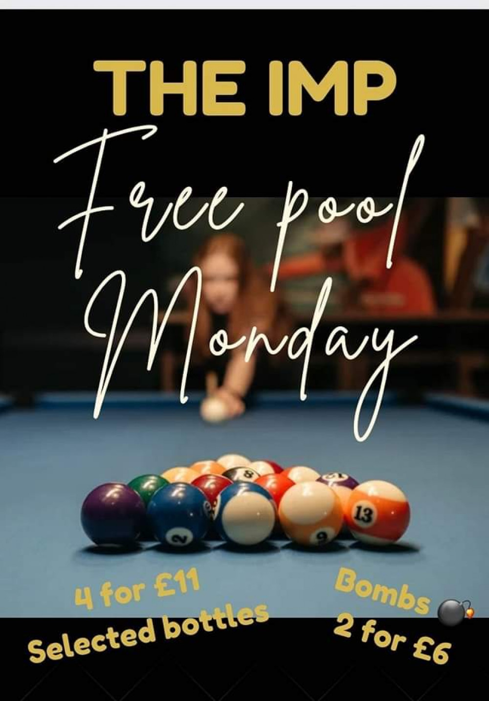 The Imperial is running free pool EVERY Monday from 3pm until midnight. The Imperial is running free pool EVERY Monday from 3pm until midnight.