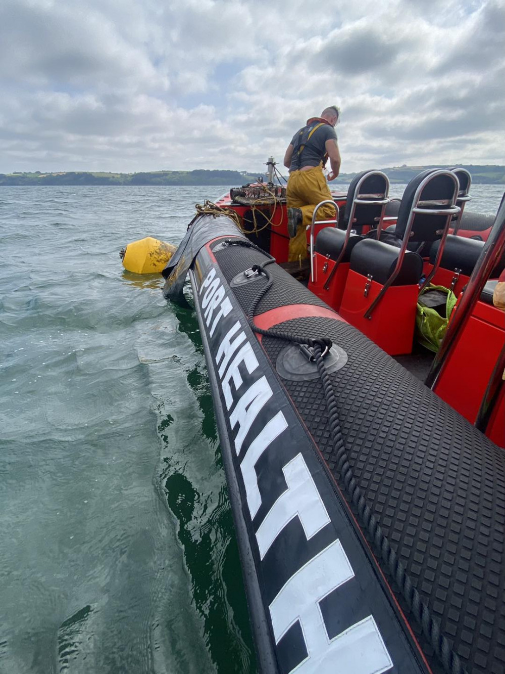 Port Health out testing water with FCFS (Image: Falmouth Community Fire Station) 