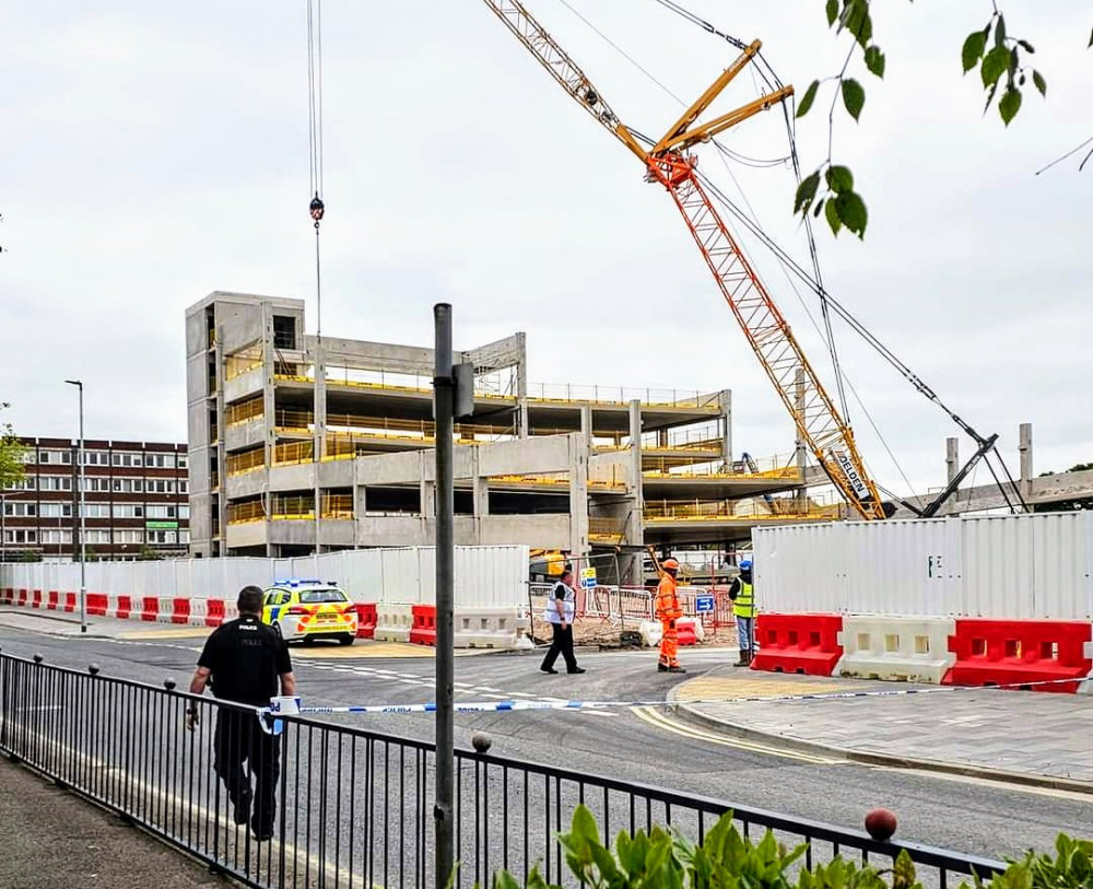 The incident at Crewe's new multi-storey car park development, off Delamere Street, happened at 2:57pm on Tuesday 6 June (Holly Flynn).