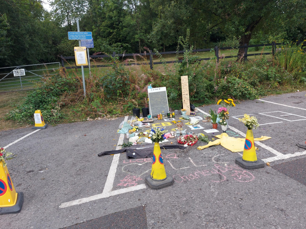 Memorial in the car park in Radstock for Charley Bates August 2022