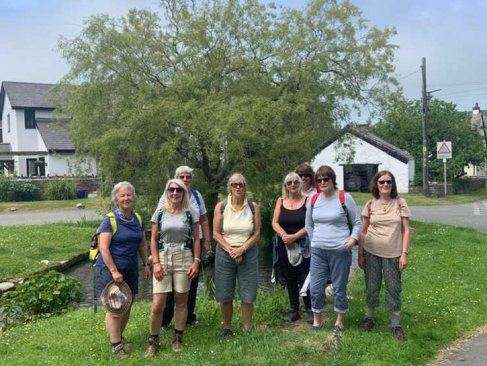 Walkie Talkie members of Bont Faen WI at Llysworney pond.