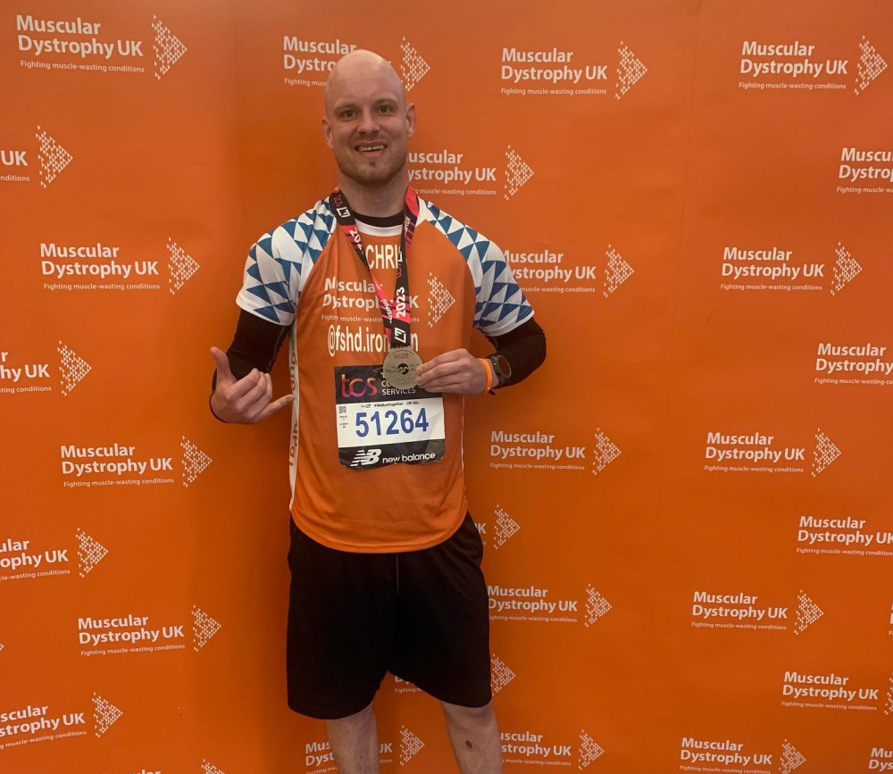 Chris Stennett after London Marathon (Picture: Muscular Dystrophy UK) Chris Stennett after London Marathon (Picture: Muscular Dystrophy UK)