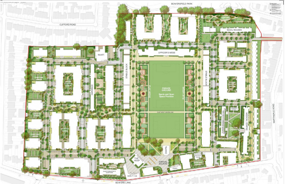 Cavalry Barracks plan, Hounslow. Permission for use by all LDRS partners. Credit Hounslow Council/Inland/