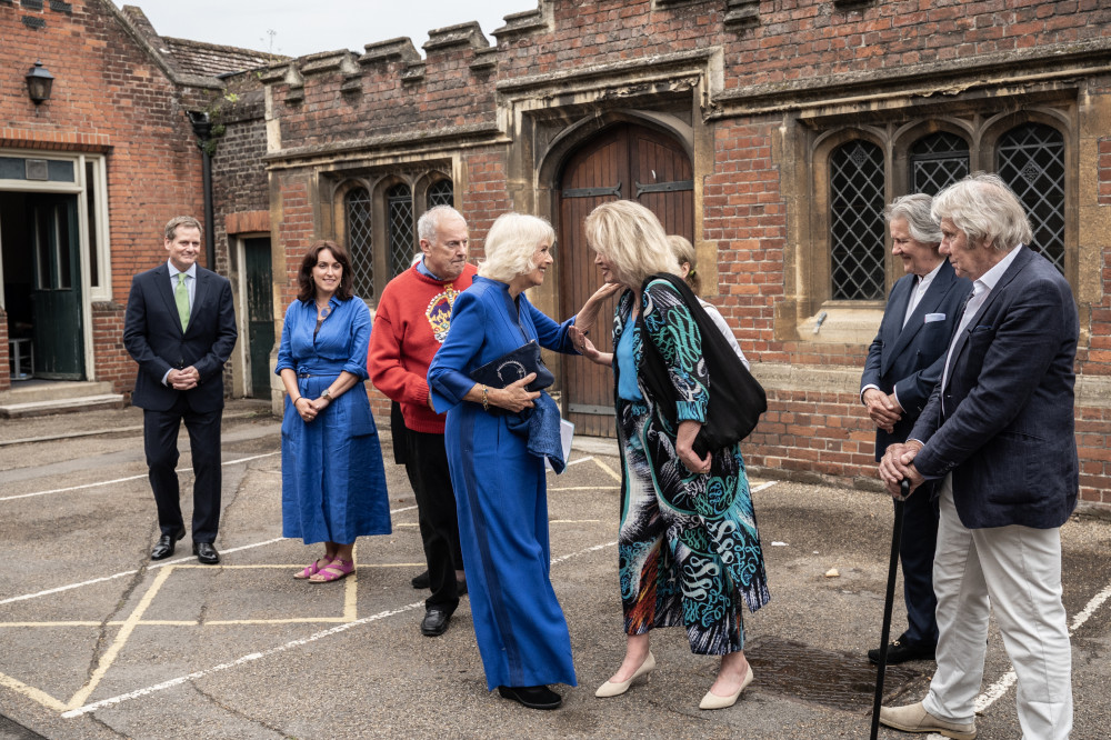 Her Majesty The Queen Camilla hosted her first Queen’s Reading Room Festival at Hampton Court Palace on Sunday with a surprise appearance from The King and a host of famous authors and actors (Credit: The Queen's Reading Room)