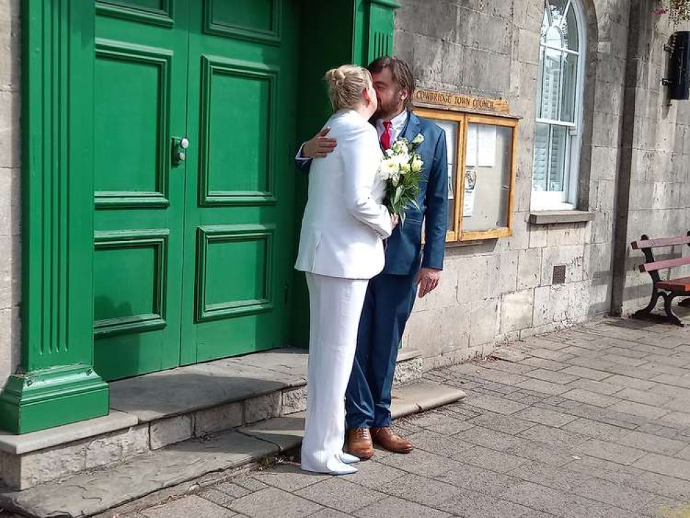 The wedding was held at the Town Hall