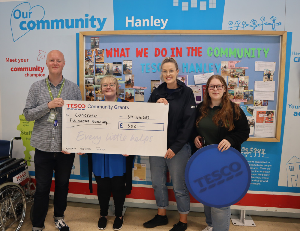 Homlesness charity, Concrete, has received £500 from Tesco's community grant fund (Honeycomb Group).