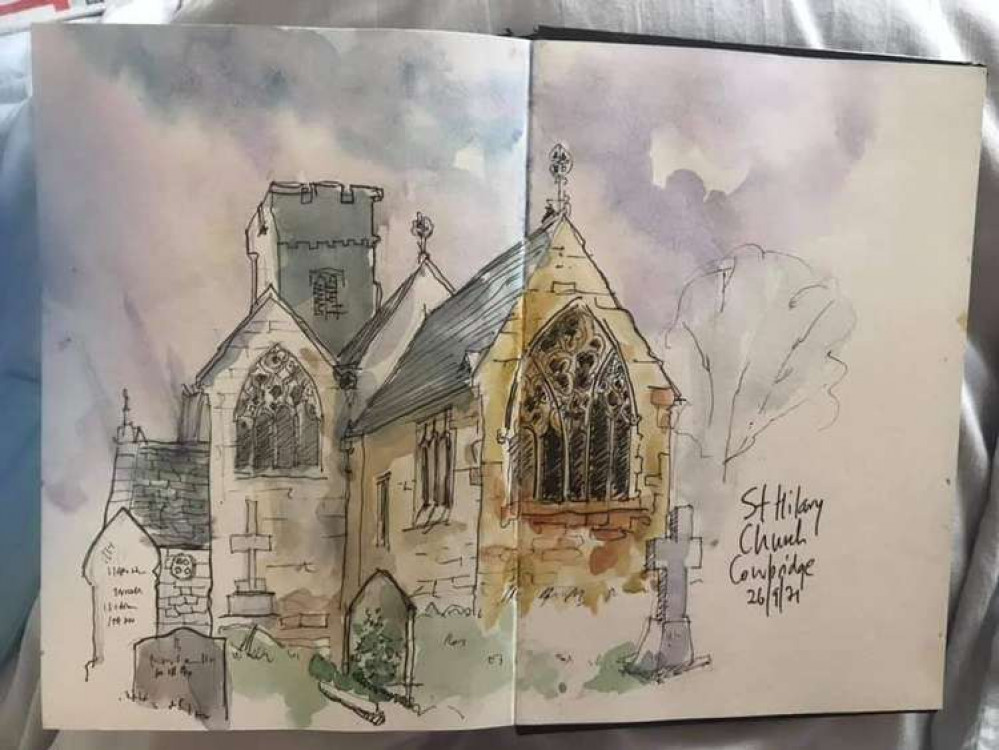 Sketch of St Hilary Church - Paul Cottrell Sketch of St Hilary Church - Paul Cottrell