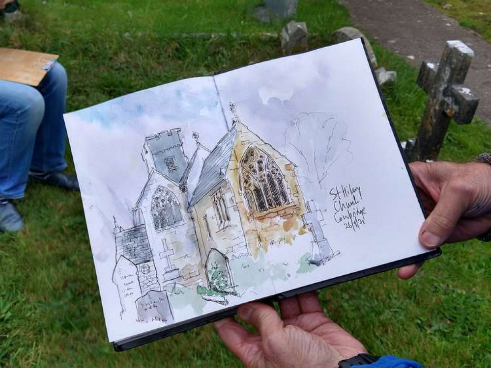 urban sketchers view of the St Hilary church urban sketchers view of the St Hilary church