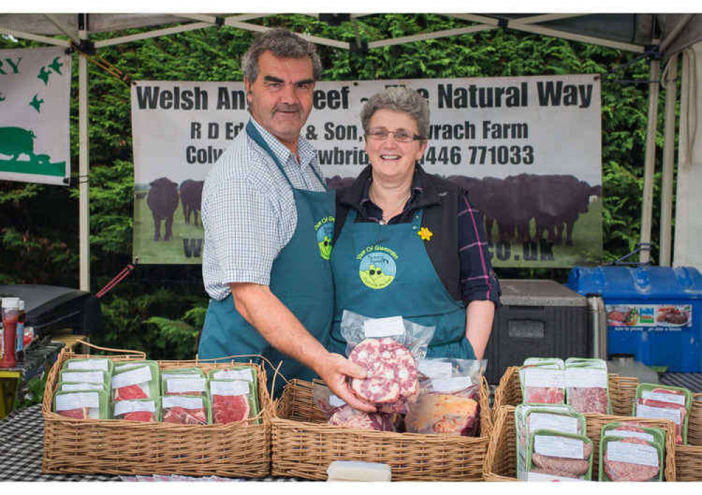 Myfanwy Edwards and her husband at the Cowbridge Farmer's Market (Image via The Food Collective) Myfanwy Edwards and her husband at the Cowbridge Farmer's Market (Image via The Food Collective)