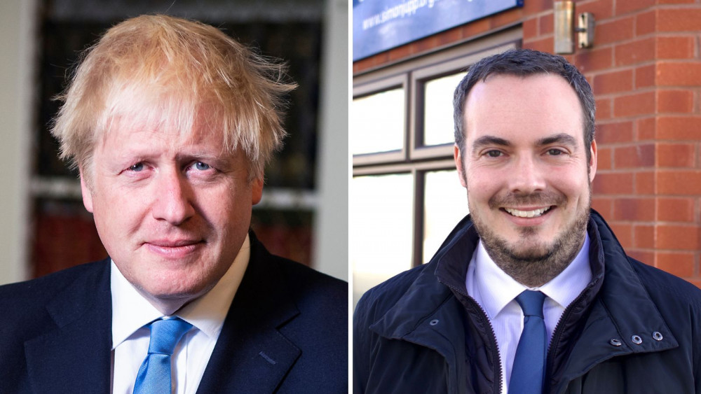 L: Boris Johnson (By Ben Shread / Cabinet Office, OGL 3, https://commons.wikimedia.org/w/index.php?curid=83764351). R: Simon Jupp (Nub News)