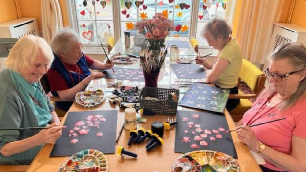 Group enjoying art session (Doveleigh Care)