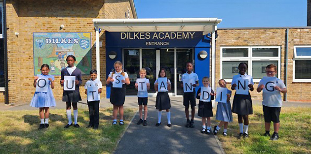 Pupils at Dilkes Academy spell out the verdict.