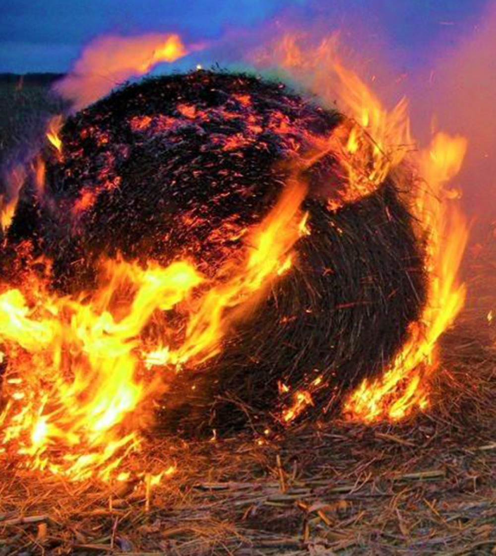 Crews tackled a hay fire through the early hours