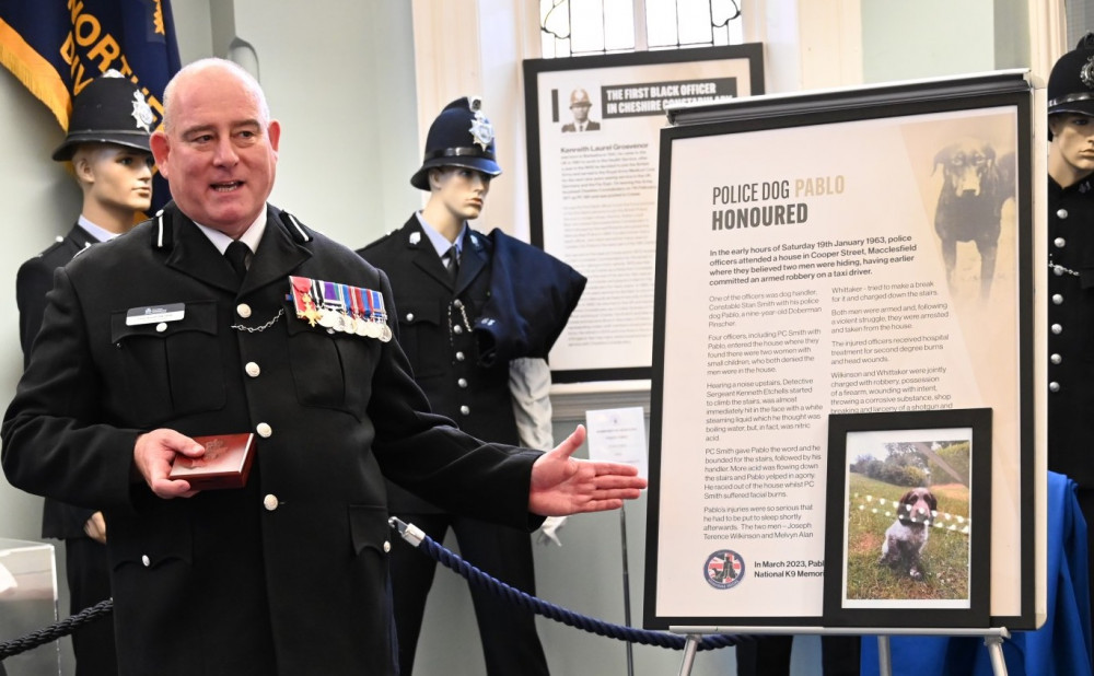 DCC Chris Armitt with the Pablo of the past (top right) and Pablo of the future (bottom right). (Image - Cheshire Police) 