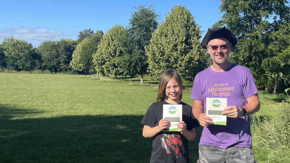 Cllr Mackay and his son in Staddlestones Park