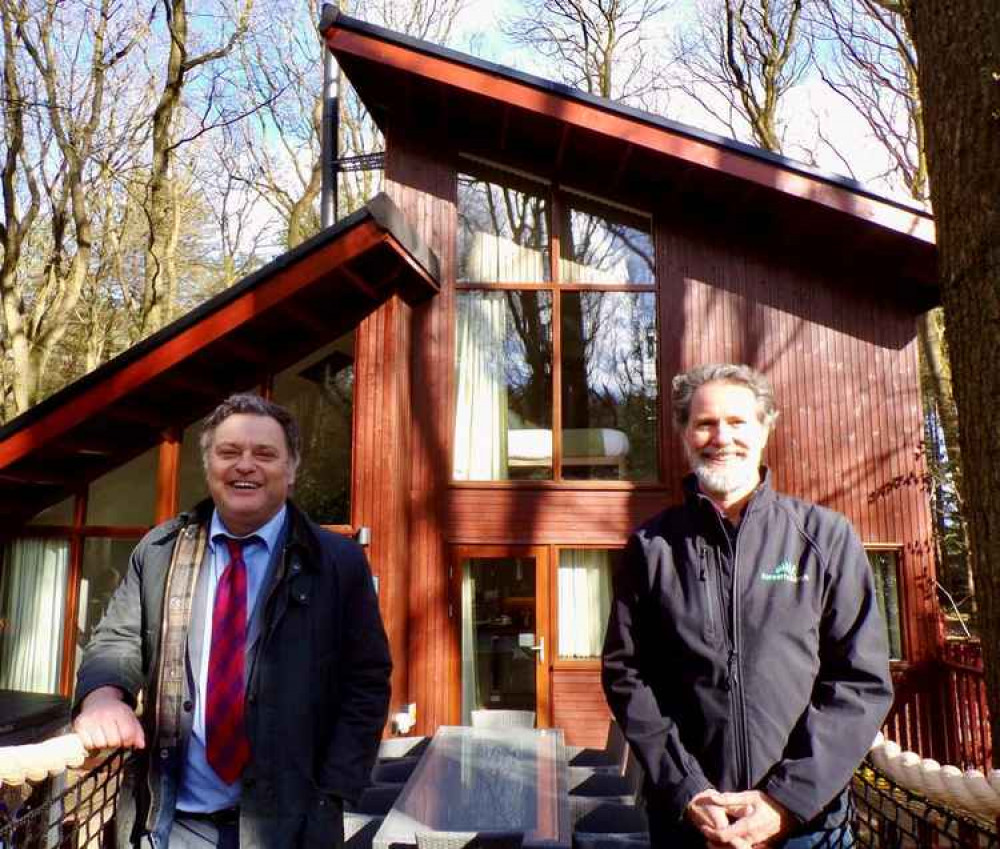 Mike Amesbury (left) visits the new Forest Holiday cabins with company CEO Bruce McKendrick Mike Amesbury (left) visits the new Forest Holiday cabins with company CEO Bruce McKendrick