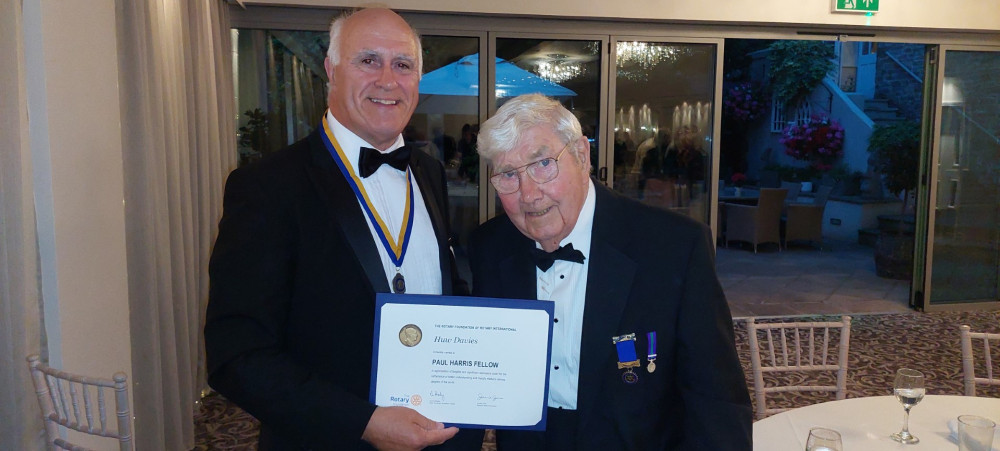 Huw pictured with long serving Rotarian Len Baldwin who introduced him to Rotary and was his sponsor. Huw pictured with long serving Rotarian Len Baldwin who introduced him to Rotary and was his sponsor.