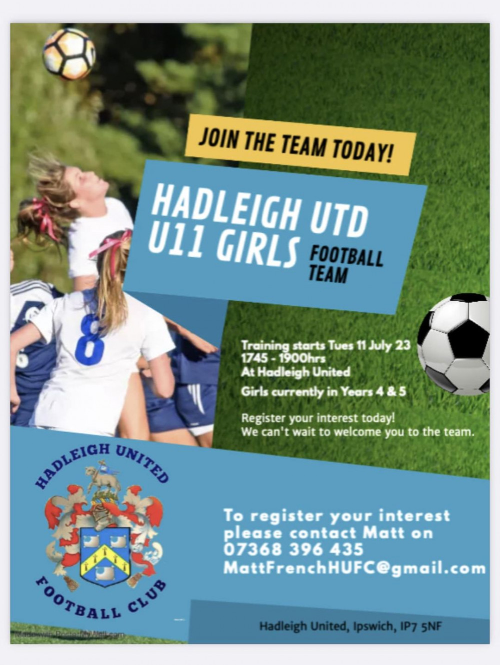 Hadleigh girls under 11s session