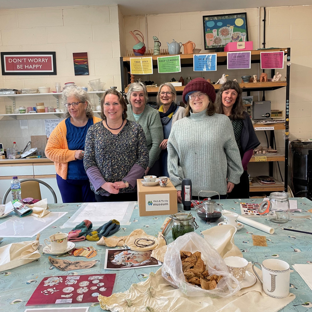 A workshop at Heads Up led by Sally Dempsey and Jade Ogden (back) working on ‘Welcome to the Brown Moth Café’