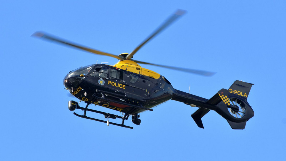 A police helicopter was involved in the search (By Dunpharlain, CC BY-SA 4.0, https://commons.wikimedia.org/w/index.php?curid=91714994)