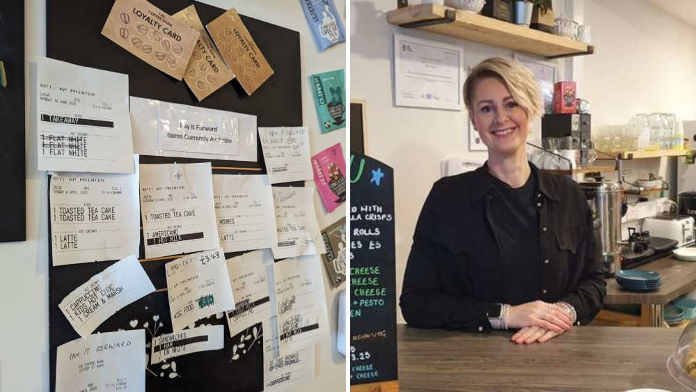 The Pay it Forward scheme (left) was instigated by owner Louise Jones (Nub News) The Pay it Forward scheme (left) was instigated by owner Louise Jones (Nub News)