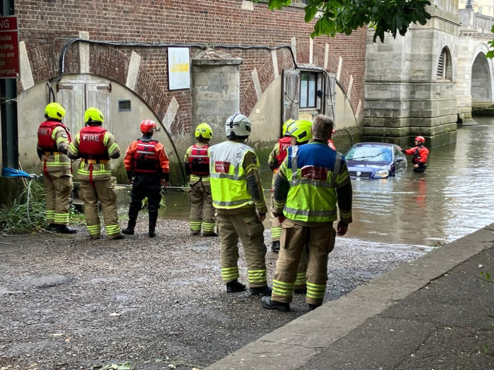 In a personal disaster as regular as the summer tides, a car parked alongside the Thames was swamped on Sunday afternoon.