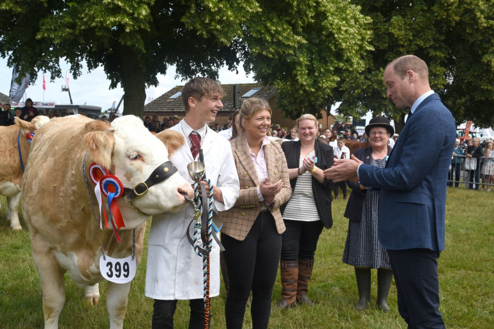 The Prince of Wales making the presentation to Finlay Soutter of Yew Tree Farm near Ashby. Photo by Adrian Legge