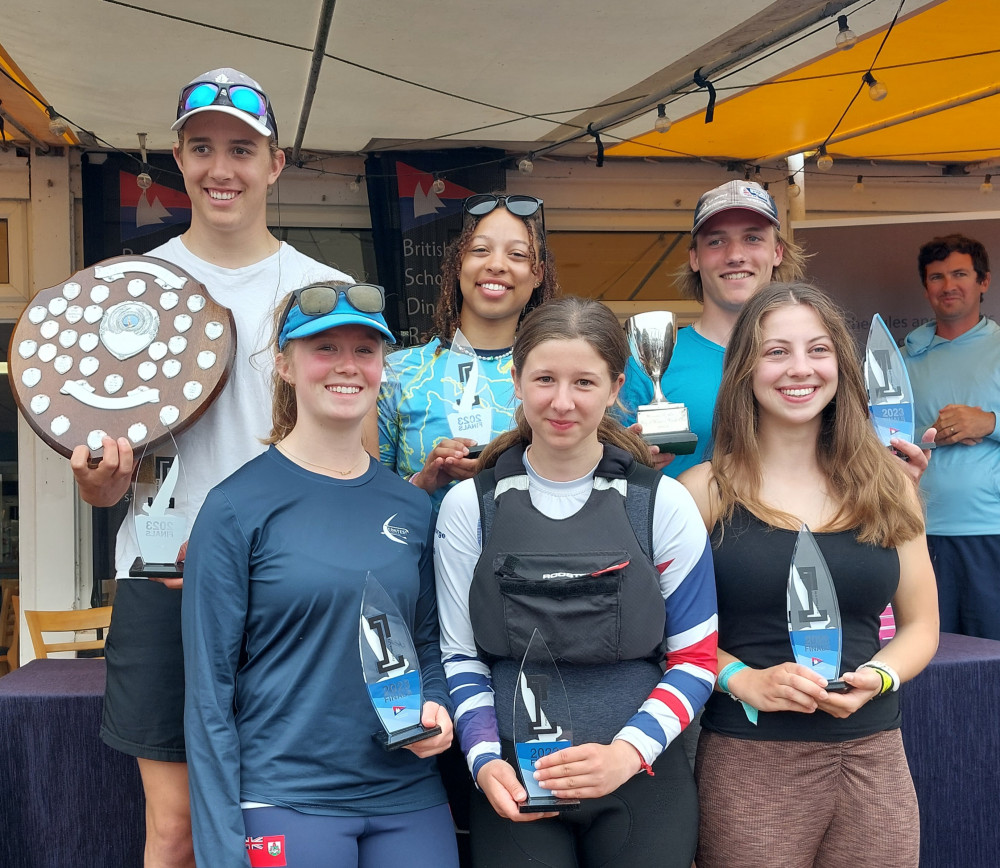 Triumphant RHS sailors with prizes (Picture: Royal Hospital School)